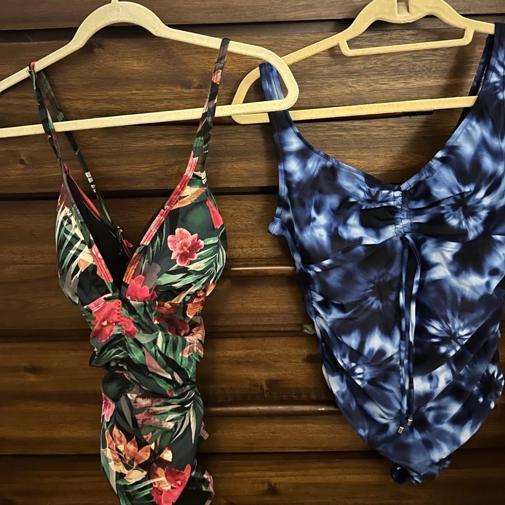 To one piece bathing suits from target. Only worn a few times so cute.